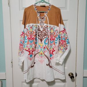 Savanna Jane embroidered long sleeve mini dress size 1X